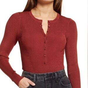 Good American Ribbed Knit Long Sleeve Bodysuit